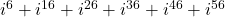i^6+i^{16}+i^{26}+i^{36}+i^{46}+i^{56}