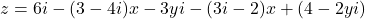 z=6i-(3-4i)x-3yi-(3i-2)x+(4-2yi)